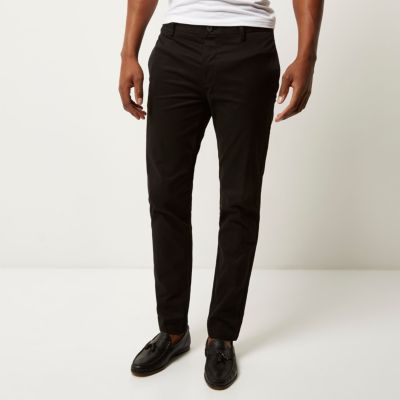 Black stretch slim chino trousers